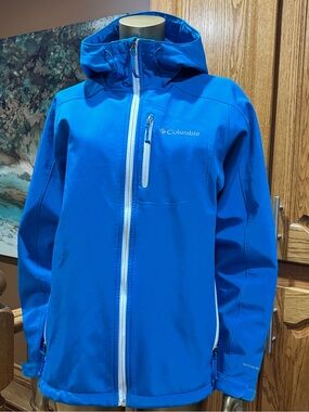 Columbia Kids Bright Blue Hooded Softshell Rain Jacket